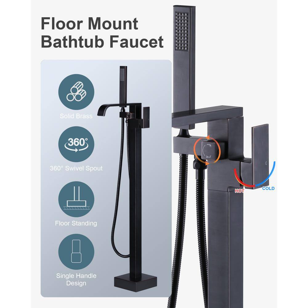 Oil Rubbed Bronze Freestanding Tub Filler with Hand Shower