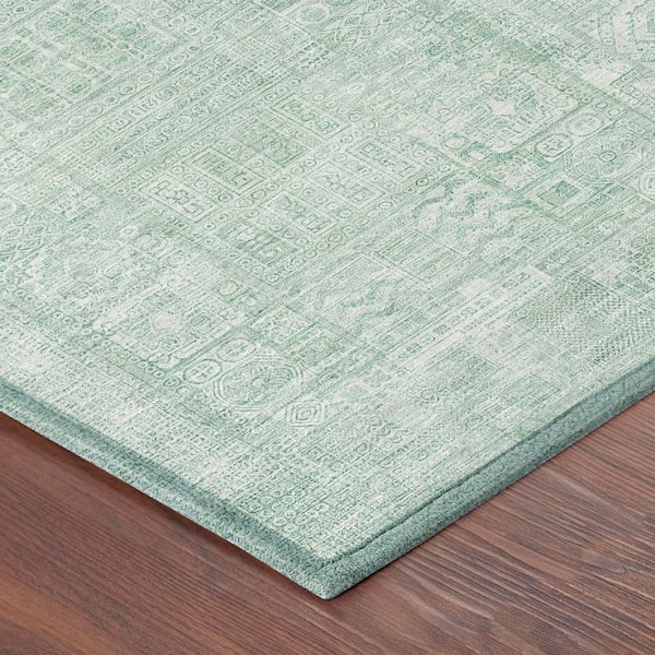 Chantille Machine Washable Indoor/Outdoor Abstract ACN2804 Aqua 2 ft. x 7 ft. Runner Rug
