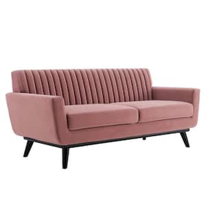 Engage 78.5 in. Dusty Rose Tufted Performance Velvet 2-Seater Loveseat with Splayed Wood Legs