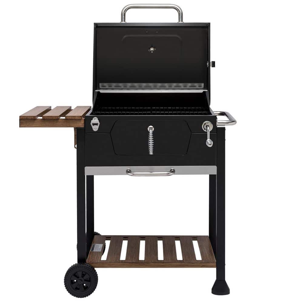 Royal Gourmet 24-Inch Black Stainless Steel Charcoal Grill with Smoker