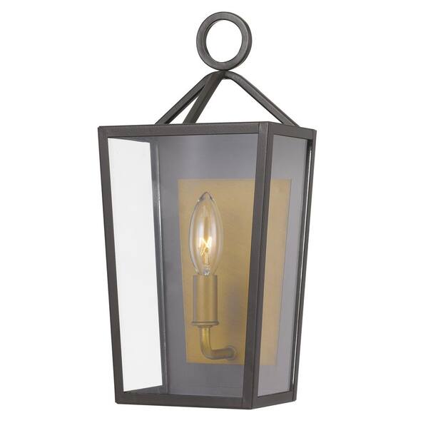 Worldwide Lighting Monterrey 1-Light Satin Brass Outdoor Wall Lantern Sconce