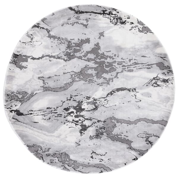 SAFAVIEH Craft Gray 7 ft. x 7 ft. Marbled Abstract Round Area Rug