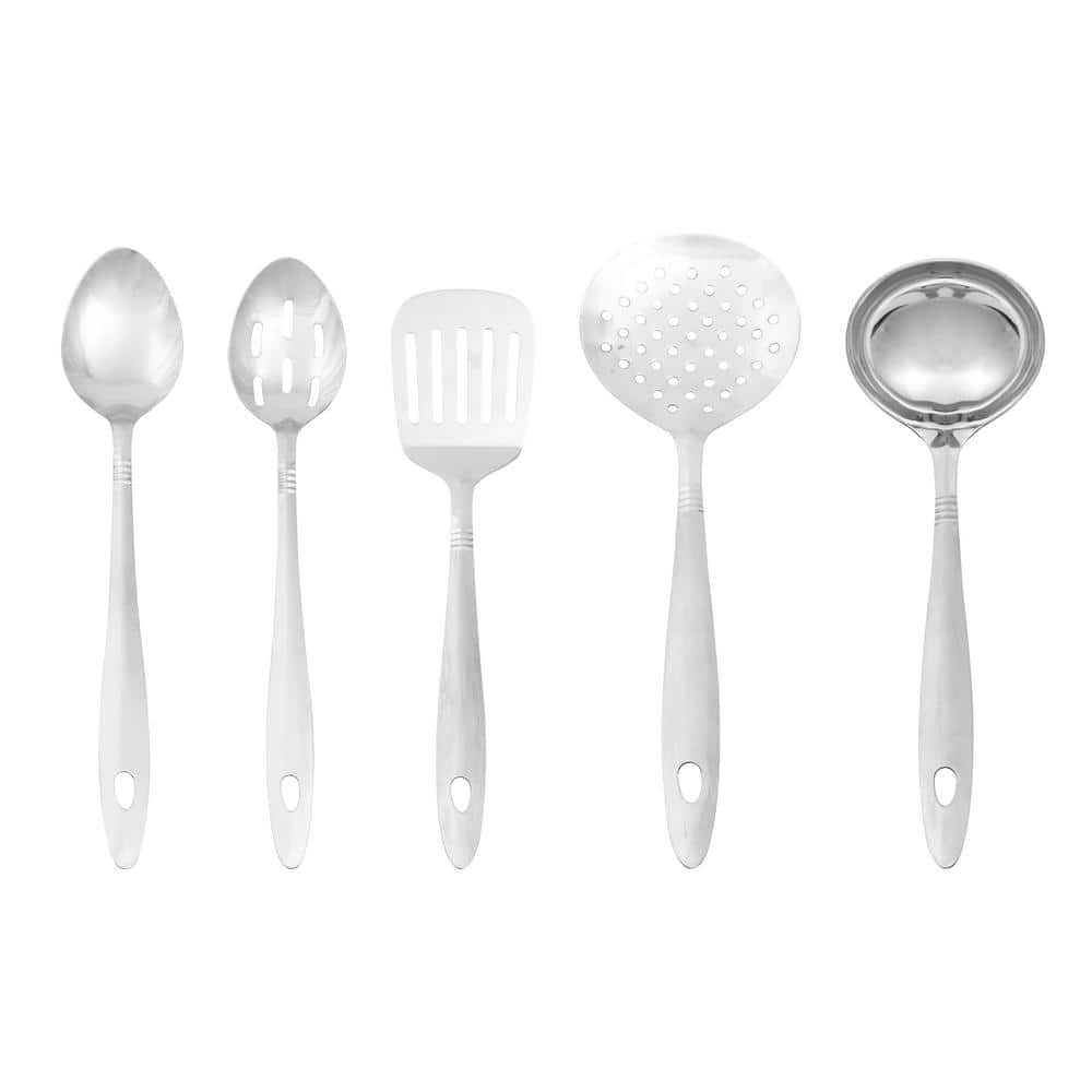 Lexi Home Premium Stainless Steel 14 in. Kitchen Utensils (Set of 5) MW4609  - The Home Depot