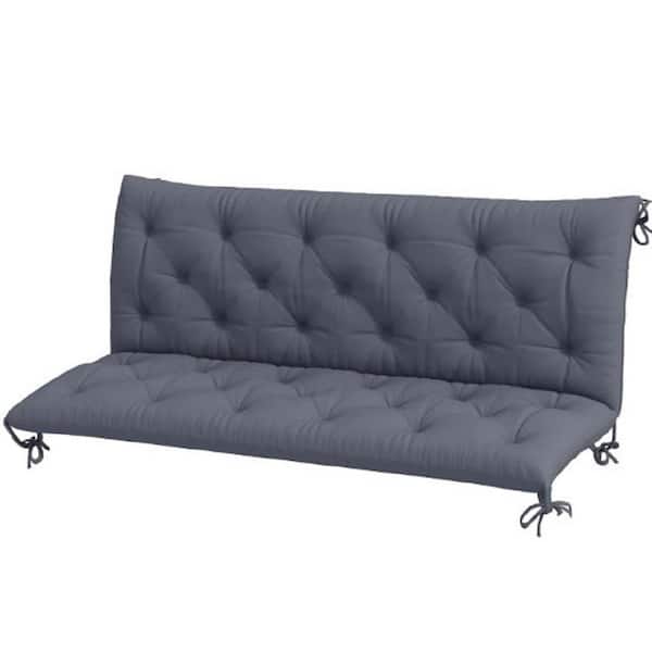 Replacement Rectangular Outdoor Bench Cushion in Dark Gray, Replacement Cushion for Swing Chair, Sofa with Ties