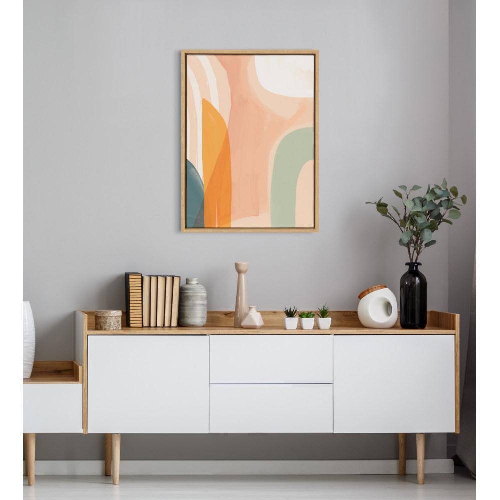 Sunrise Over Marrakesh Abstract Canvas Wall Art with Gray Frame