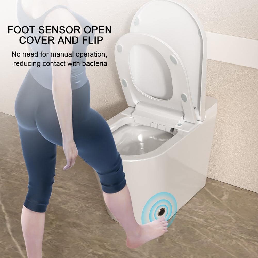 Elongated White Ceramic Smart Bidet Toilet with Heated Seat