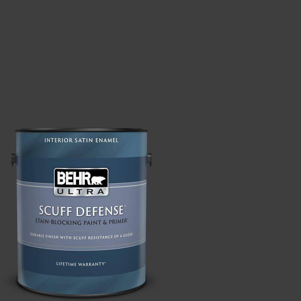 BEHR ULTRA 1 gal. T133 Black Lacquer Extra Durable Satin Enamel