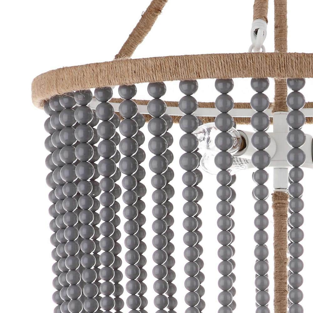 Angie 18" Grey Acrylic Beaded Pendant Light