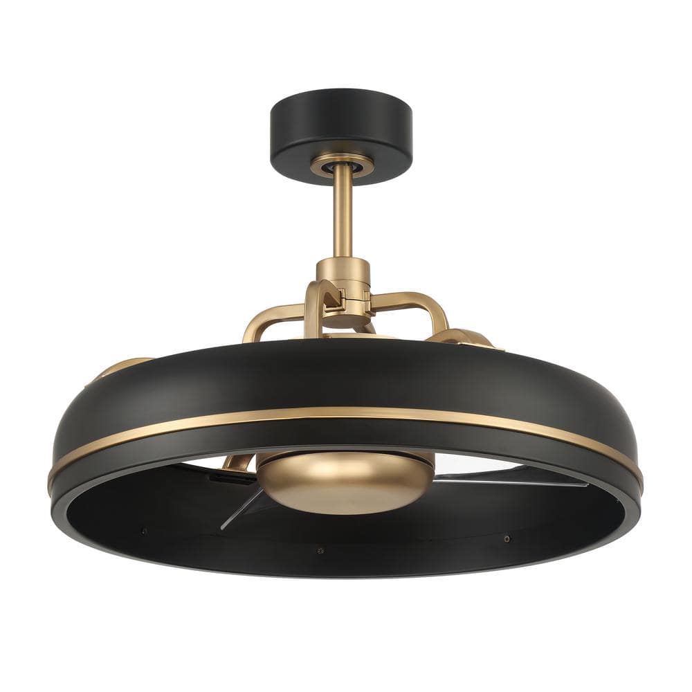 Taylor 20'' Flat Black and Satin Brass Ceiling Fan with LED Light and Remote