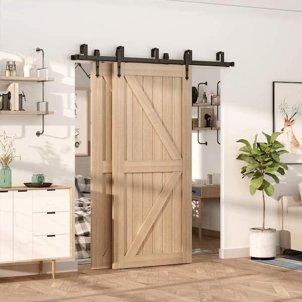 8 ft./96 in. Country Style Bypass Steel Sliding Barn Wood Door Hardware Roller Track Kit for Wood and Concrete Wall 8 ft./96 in. Country Style Bypass Steel Sliding Barn Wood Door Hardware Roller Track Kit for Wood and Concrete Wall