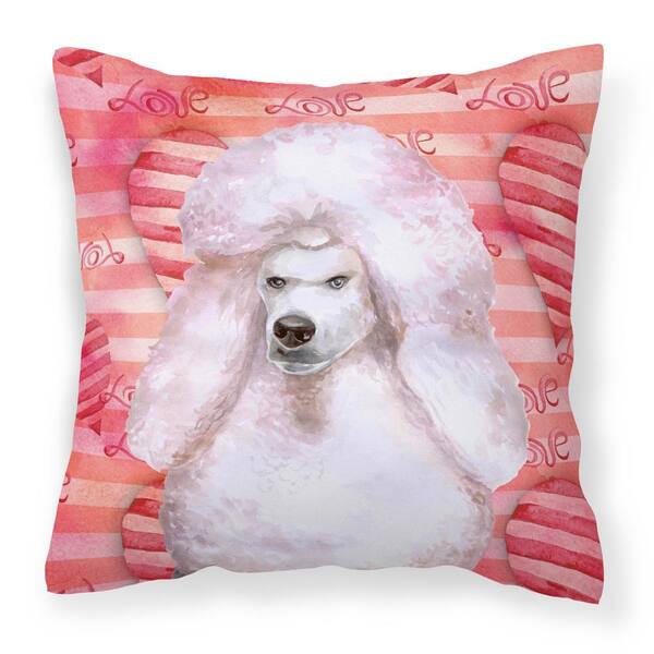 White Standard Poodle Love Fabric Decorative Pillow - BB9804PW1414