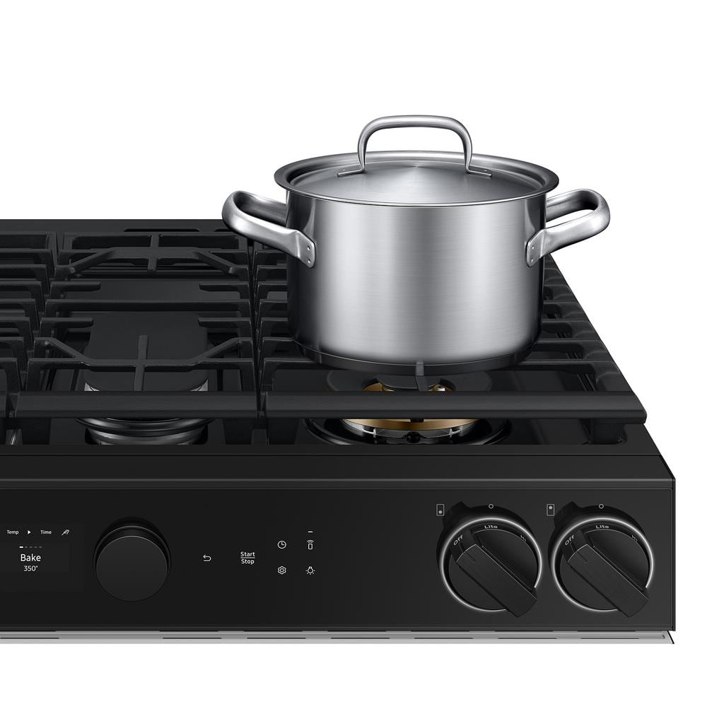Samsung 6.0 Cu. Ft. White Glass Smart Gas Range with Griddle