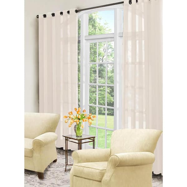 Curtainfresh Ivory Solid Polyester 59 in. W x 84 in. L Sheer Single Grommet Top Curtain Panel