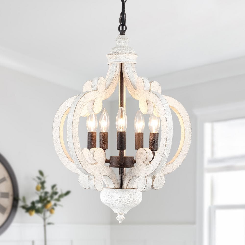 Tinnin 5-Light Antique Brown Rustic Farmhouse Chandelier Lantern Adjustable Kitchen Island Candle Geometric Pendant price history on PriceWatchPro