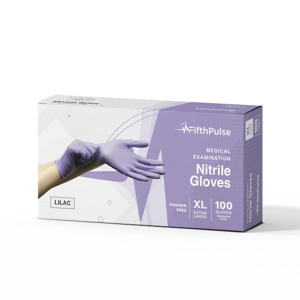 FifthPulse Extra Large Nitrile Exam Latex Free and Powder Free Gloves in Lilac - (Box of 100)