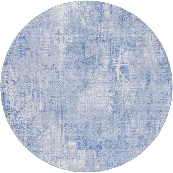Dream Shag Premium Machine Washable Abstract ADS725 Sky 8 ft. x 8 ft. Round Rug