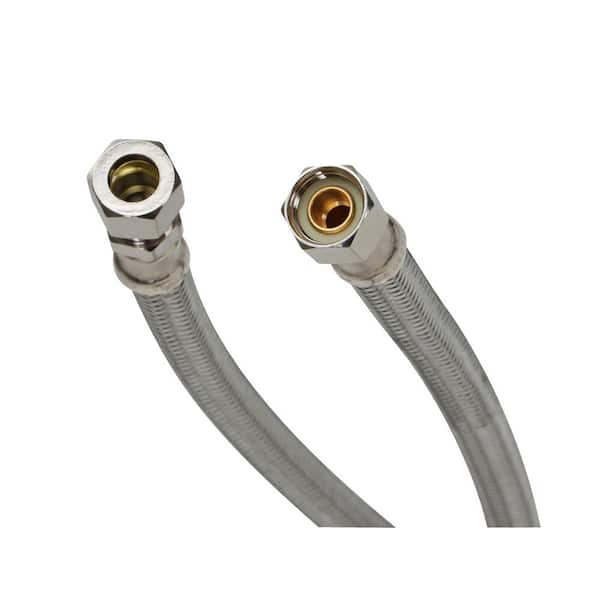 3/8 in. Compression x 3/8 in. OD Copper Tubing Coupling Fitting x 20 in. L Braided Stainless Steel Faucet Connector