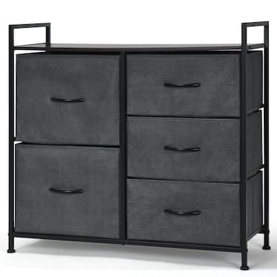 5-Dorm Dark Gray Room Unit Side Drawers Storage Cabinet