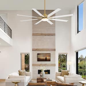 Vincent 72 in. Integrated LED Indoor White-Aluminum-Blade Gold Ceiling Fans with Light and Remote Control Included