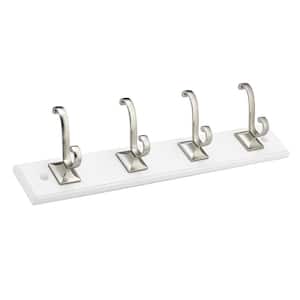 18 in. (457 mm) White and Brushed Nickel Transitional Hook Rack