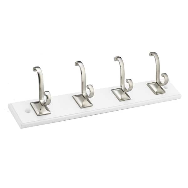 Richelieu Hardware 18 in. (457 mm) White and Brushed Nickel Transitional Hook Rack