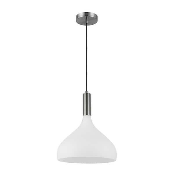 ALORA MOOD Belleview 12 in. 1 Light 60-Watt Brushed Nickel/Opal