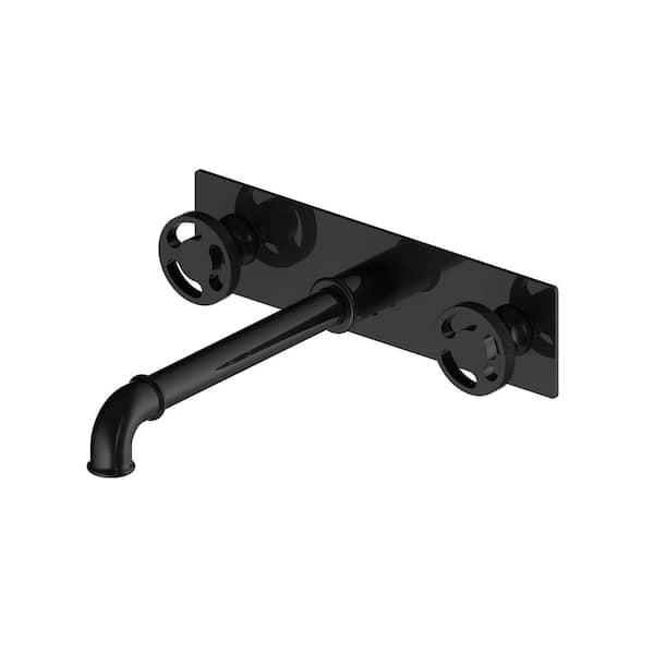 AIMADI Double-Handle Wall Mounted Bathroom Faucet Modern 3-Hole Brass Bathroom Sink Faucets in Matte Black