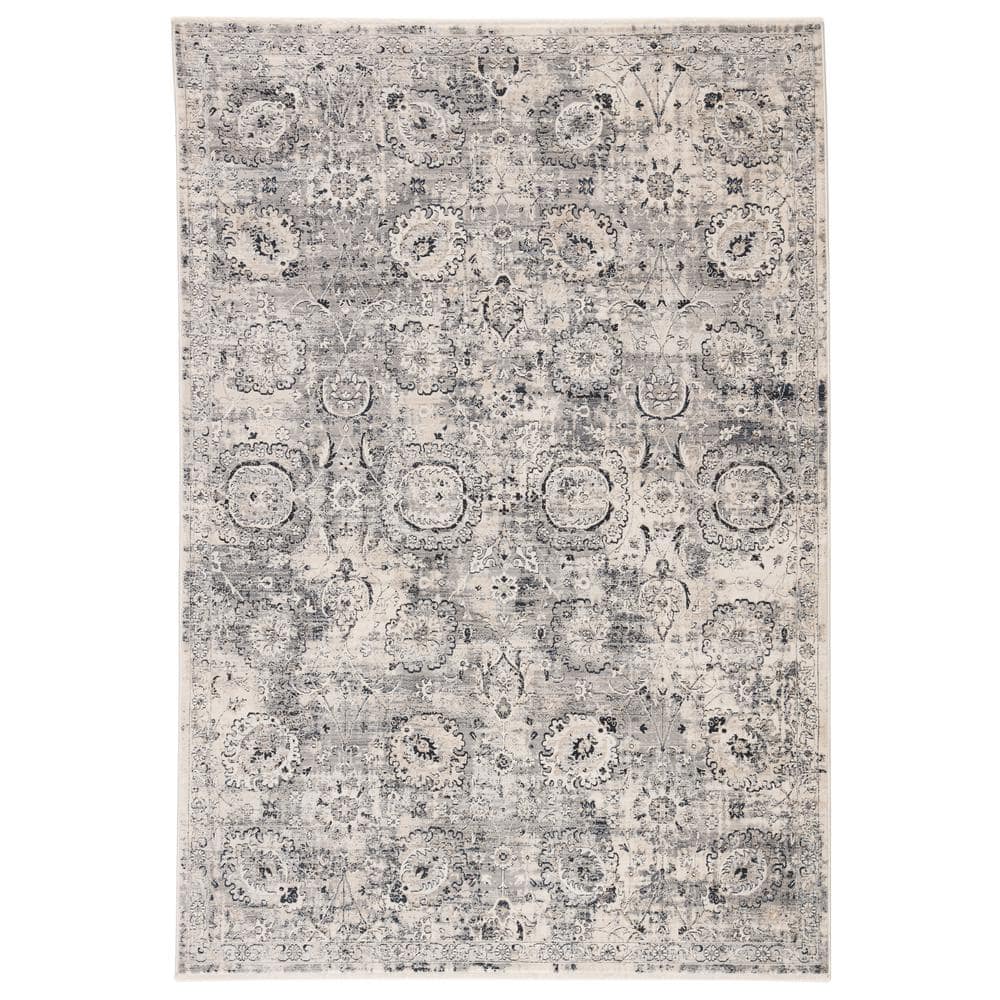 Samaya Power Loomed Gray/Ivory 2 ft. x 3 ft. Oriental Area Rug