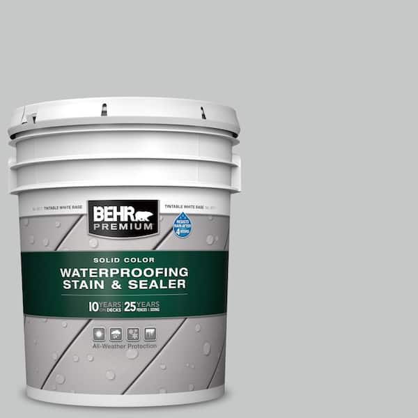 BEHR PREMIUM 5 gal. #BNC-07 Frosted Silver Solid Color Waterproofing Exterior Wood Stain and Sealer