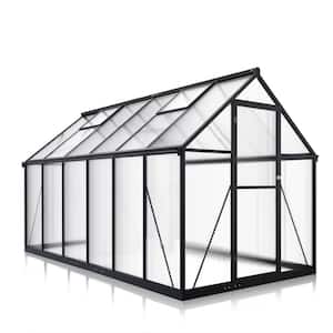 6 ft. W x 11 ft. D Greenhouse for Outdoors, Polycarbonate Greenhouse with Quick Setup Structure and Roof Vent, Black