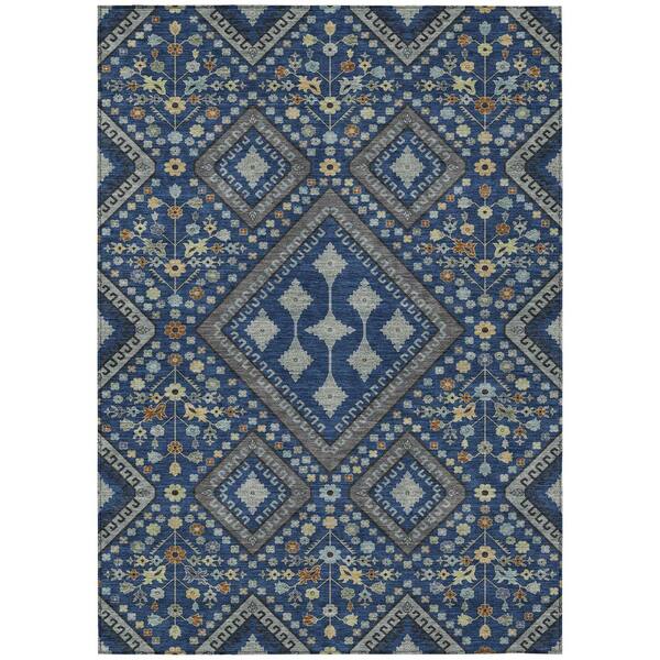 Chantille Machine Washable Indoor/Outdoor Abstract ACN2459 Navy 10 ft. x 14 ft. Area Rug