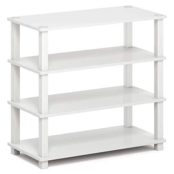 Furinno 22 in. H 12-Pair 1-Tier White Wood Shoe Rack 13081WHWH