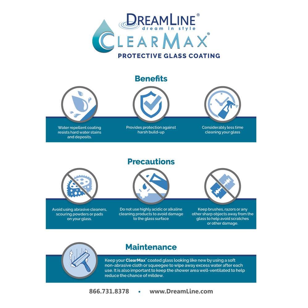 DreamLine Frameless Hinged Shower Door with ClearMax Glass Protection