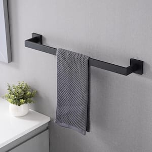 4-Piece Bath Hardware Set with 22.05 in . Towel Rack, Towel Hook, Toilet Paper Holder in Matte Black