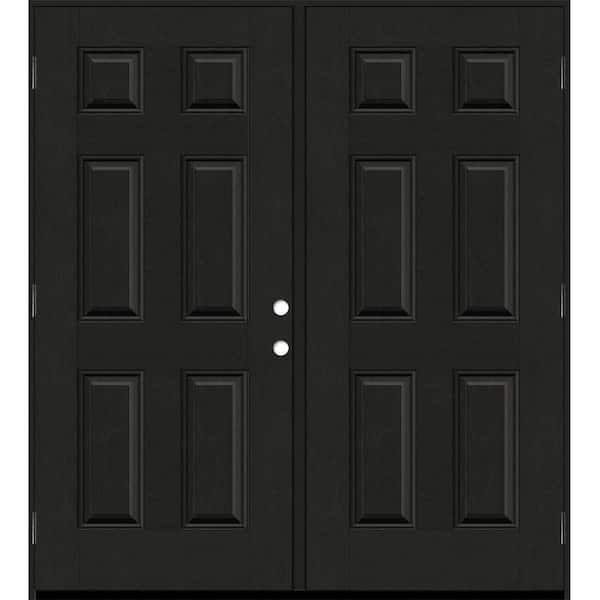 Regency 72 in. x 96 in. 6-Panel RHOS Onyx Stain Mahogany Fiberglass Double Prehung Front Door with 6-9/16 Jamb