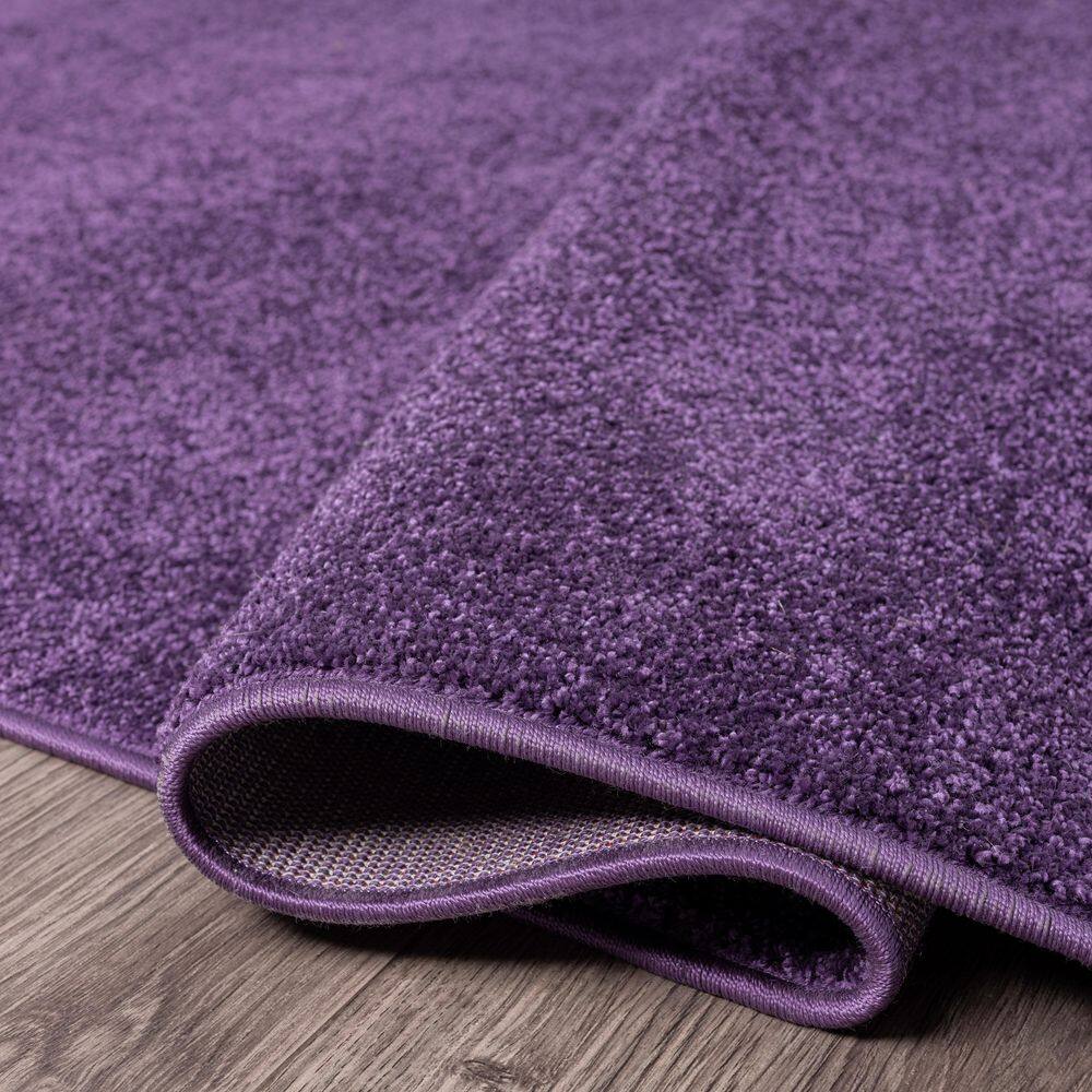 Haze Purple Solid Low-Pile Synthetic Runner Rug