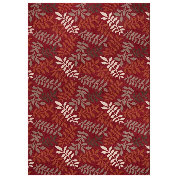 Concord Global Trading Chester Leafs Red 3 ft. x 4 ft. Area Rug
