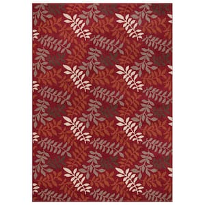 Chester Leafs Red 3 ft. x 5 ft. Area Rug
