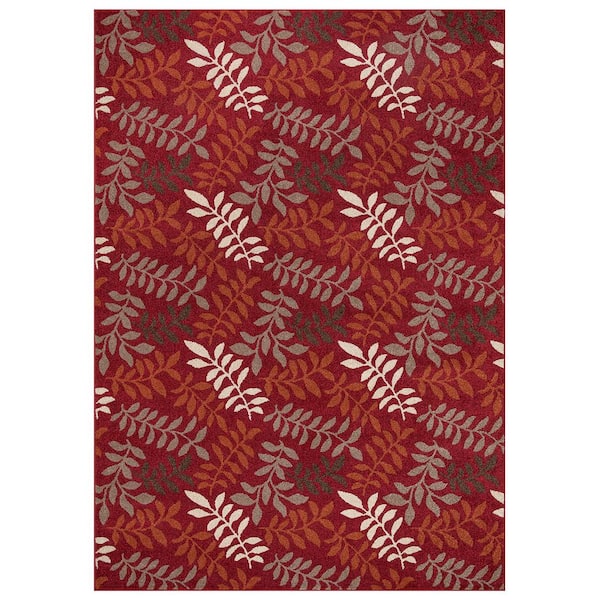Concord Global Trading Chester Leafs Red 7 ft. x 9 ft. Area Rug