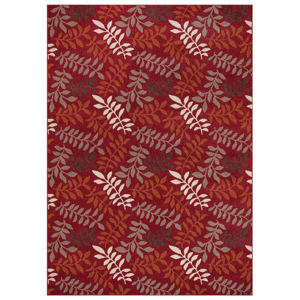 Chester Leafs Red 8 ft. x 11 ft. Area Rug price history on PriceWatchPro