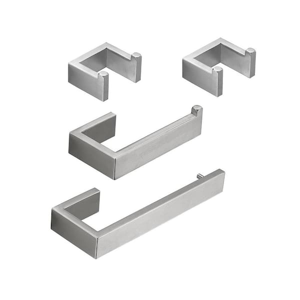 ATKING Wall Mounted 4-Piece Bath Hardware Set with Hand Towel Holder Toilet Paper Holder Towel Hooks in Brushed Nickel