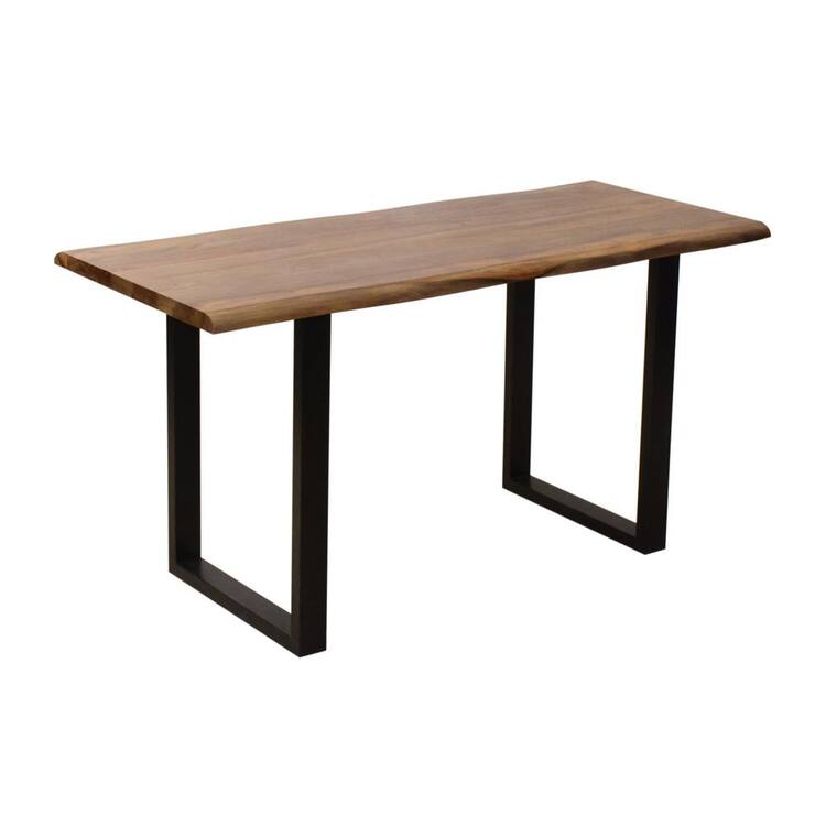 Coast to Coast Imports Industrial Brownstone Nut Brown Wood Top 70 in. Sled Base Dining Table Seats up to 6