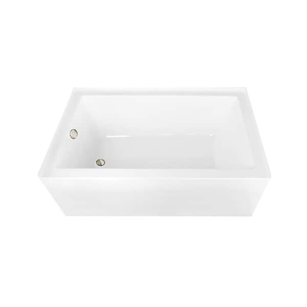 Aqua Eden 60 in. x 36 in. Acrylic Rectangular Alcove Soaking Bathtub with Left Drain in Glossy White/Polished Nickel