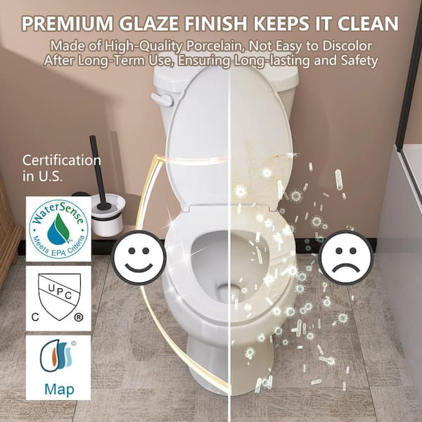 Zeafive 2-Piece Toilets Single Flush Elongated Two Piece Bathroom