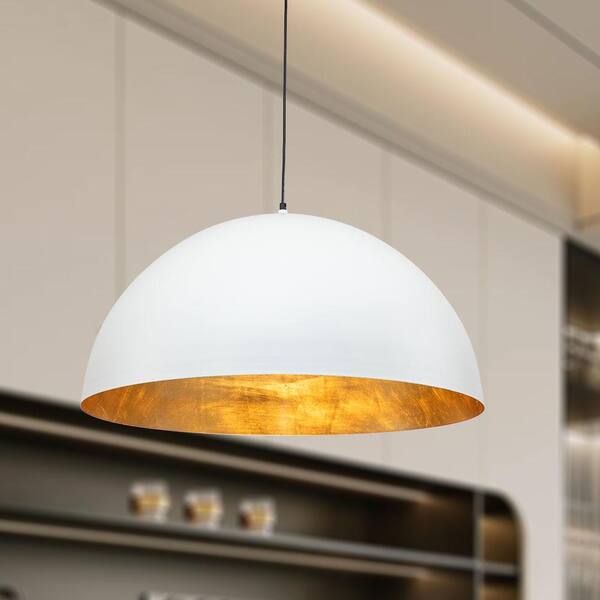 HUOKU PCover 15 in.Dia Medium Lighting 1-Light White Farmhouse