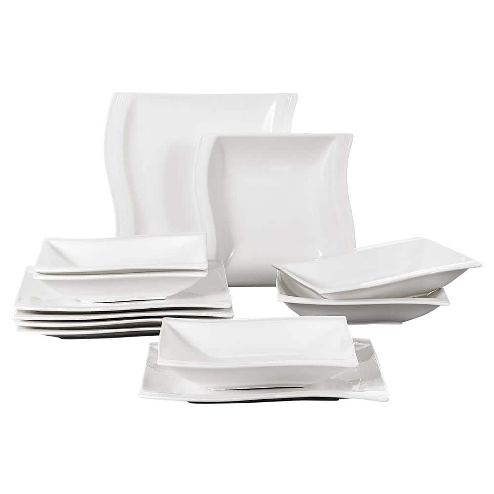 MALACASA Flora 60-Piece White Porcelain Dinnerware Set Plates Cups and  Saucer (Set Service for 12) FLORA-30*2 - The Home Depot