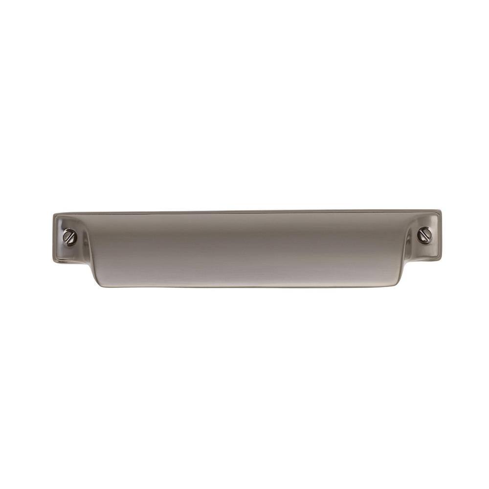 Brushed Nickel 3-3/4 in Cup Pull with Mounting Hardware