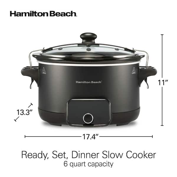 Hamilton Beach Ready, Set, Dinner 6 qt. Black Slow Cooker with