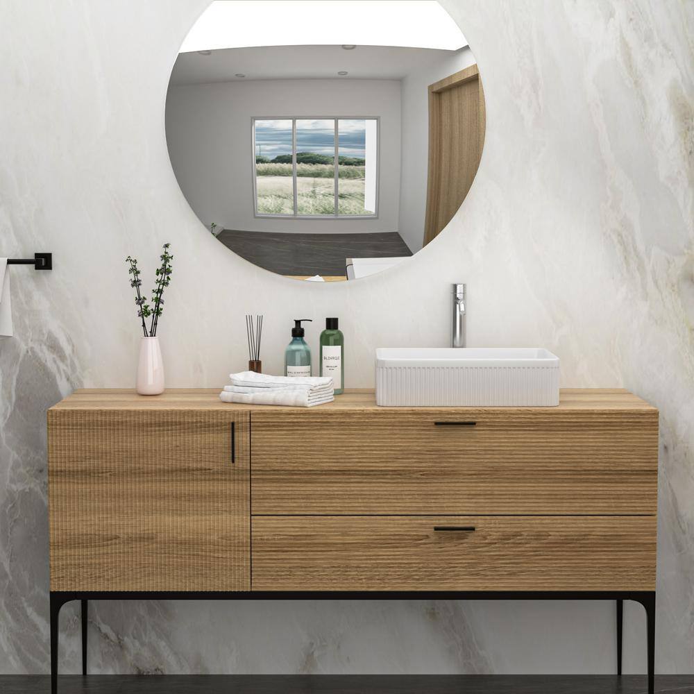 19.63" x 13.69" White Ceramic Rectangular Vessel Sink