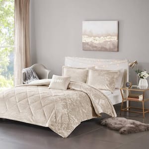 Isabel 4-Piece Champagne Microfiber King/Cal King Duvet Cover Set